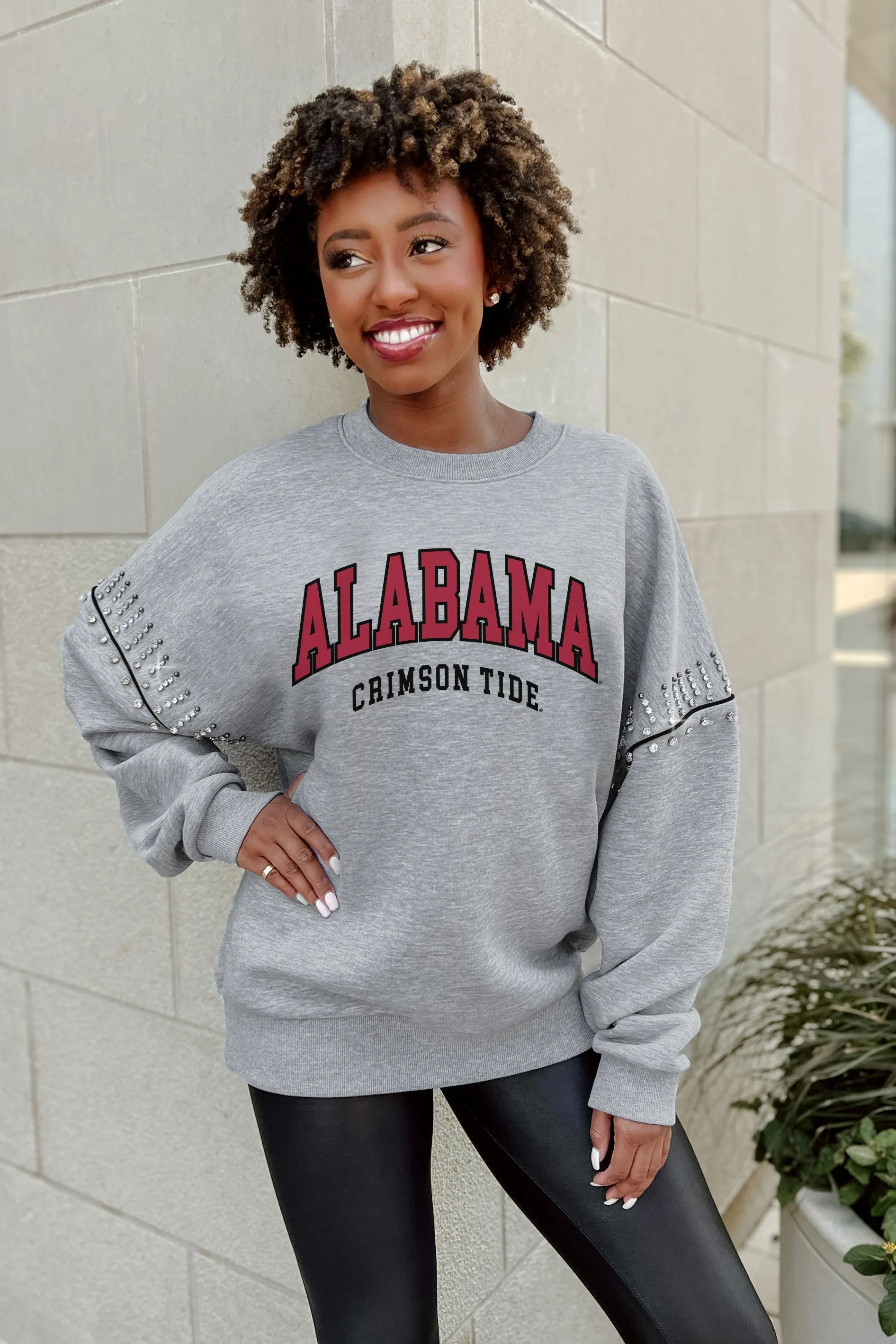 ALABAMA CRIMSON TIDE COMPETITIVE EDGE JEWEL TRIM SLEEVE FLEECE PULLOVER