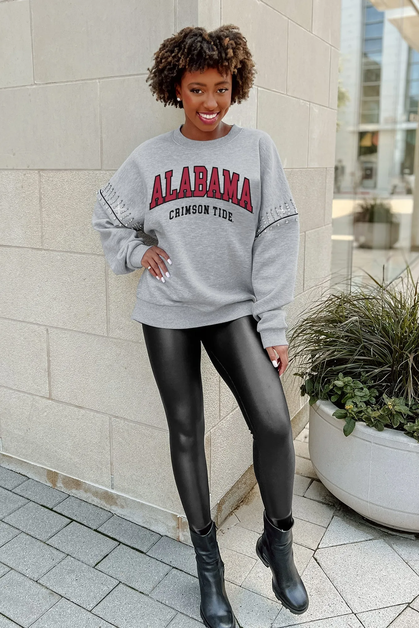 ALABAMA CRIMSON TIDE COMPETITIVE EDGE JEWEL TRIM SLEEVE FLEECE PULLOVER