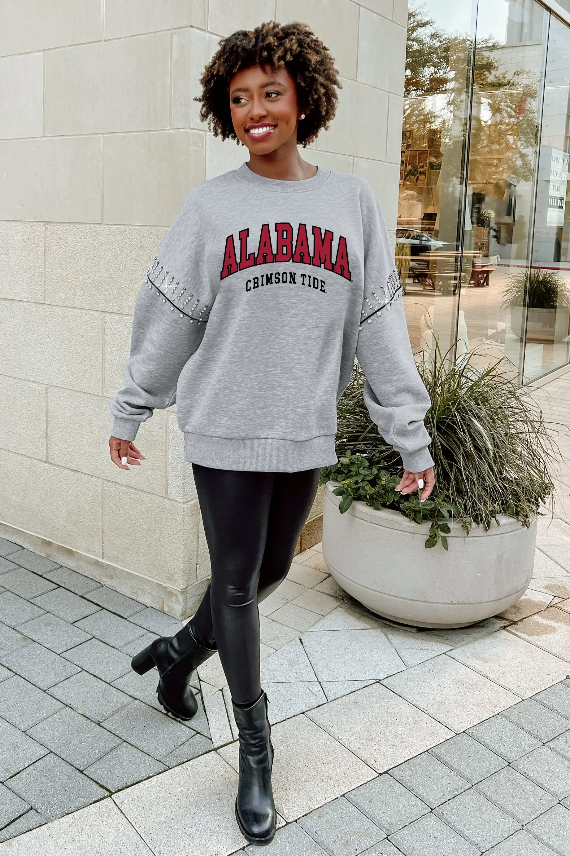 ALABAMA CRIMSON TIDE COMPETITIVE EDGE JEWEL TRIM SLEEVE FLEECE PULLOVER