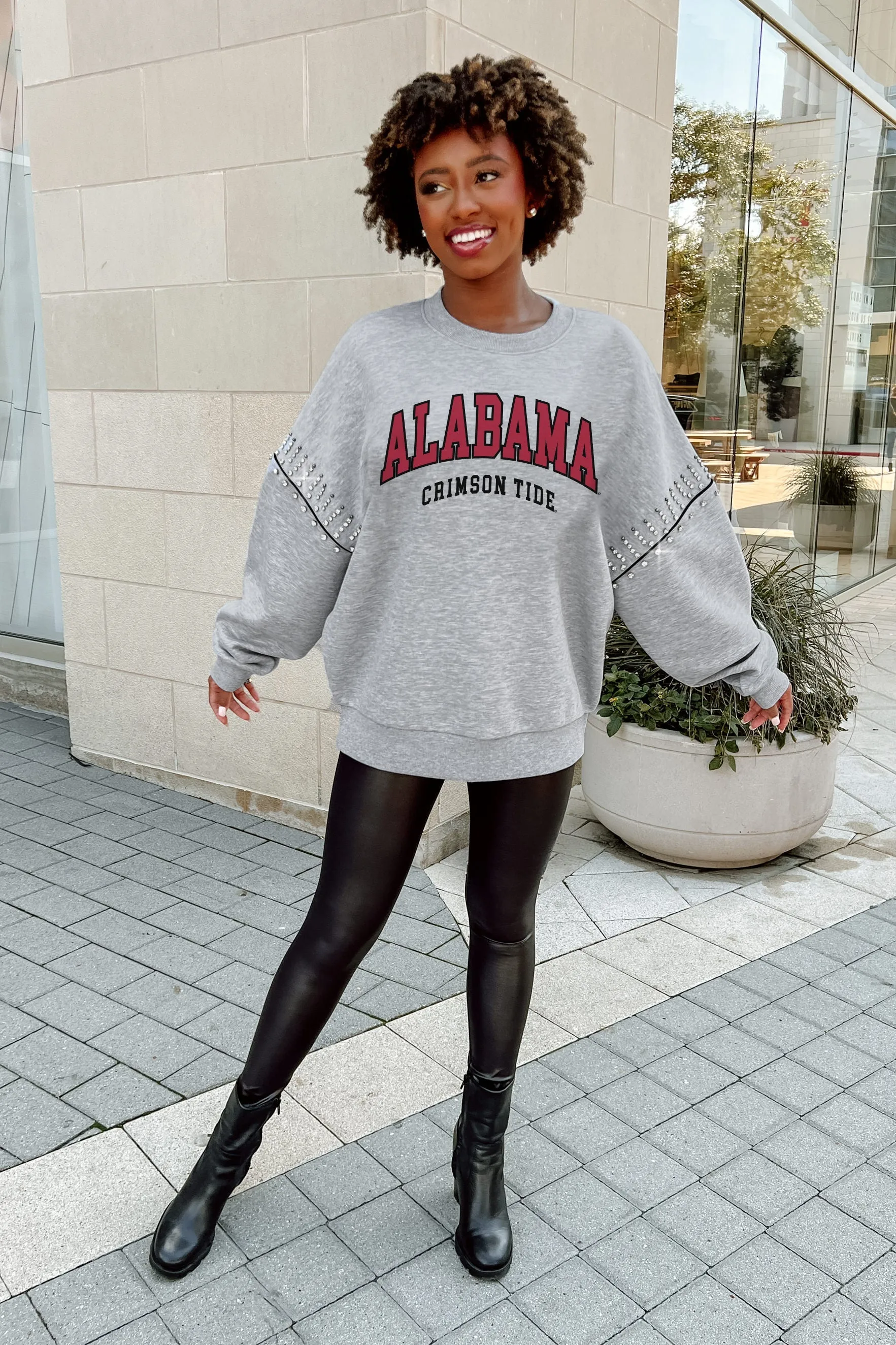 ALABAMA CRIMSON TIDE COMPETITIVE EDGE JEWEL TRIM SLEEVE FLEECE PULLOVER