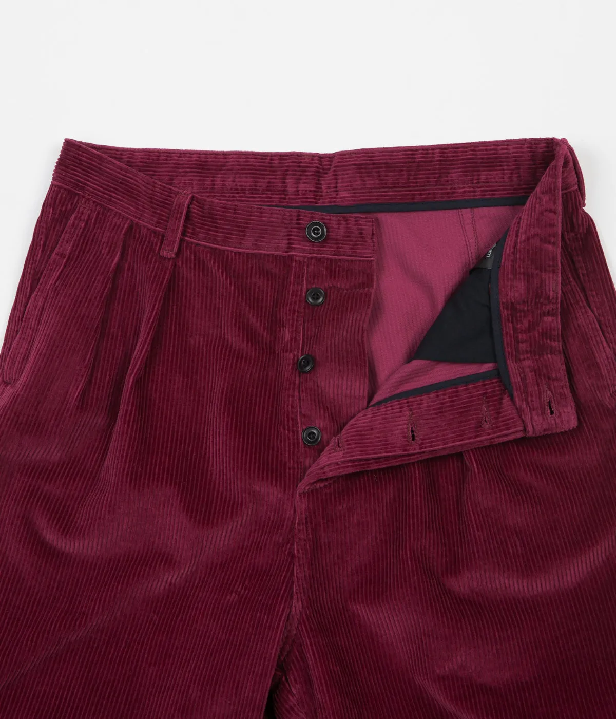 Albam Cord Pleat Trousers - Maroon