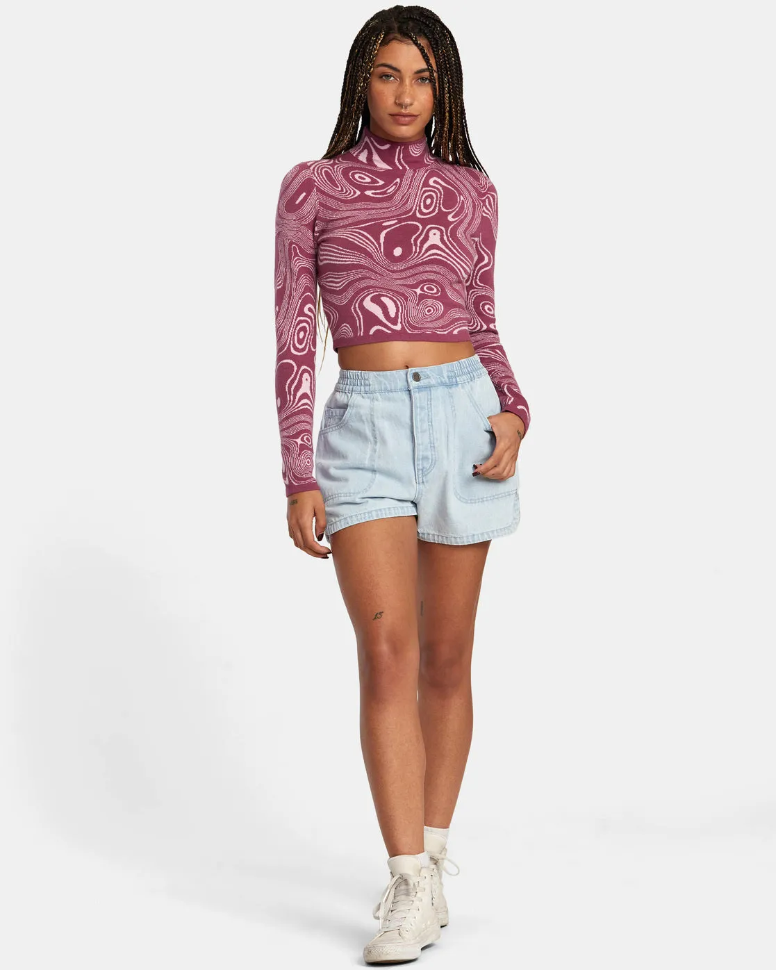 Après Sweater Long Sleeve Crop Top - Mulberry