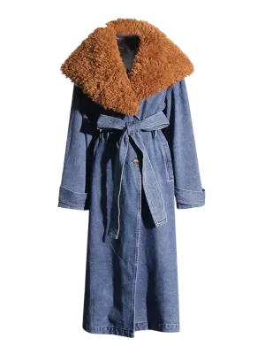 Athena Denim Fur Trench Coat