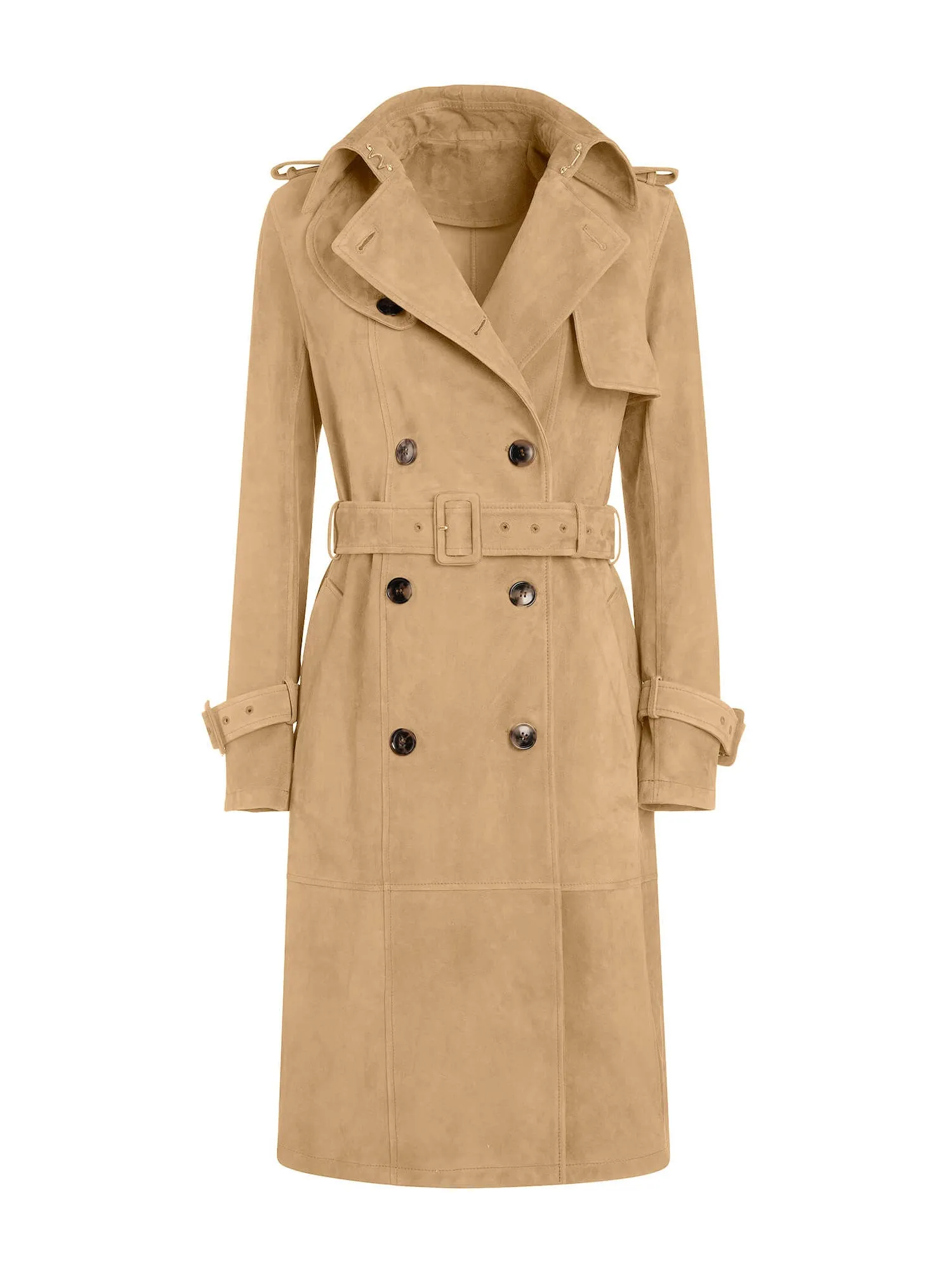 Beatrice Italian Lambskin Suede Leather Trench