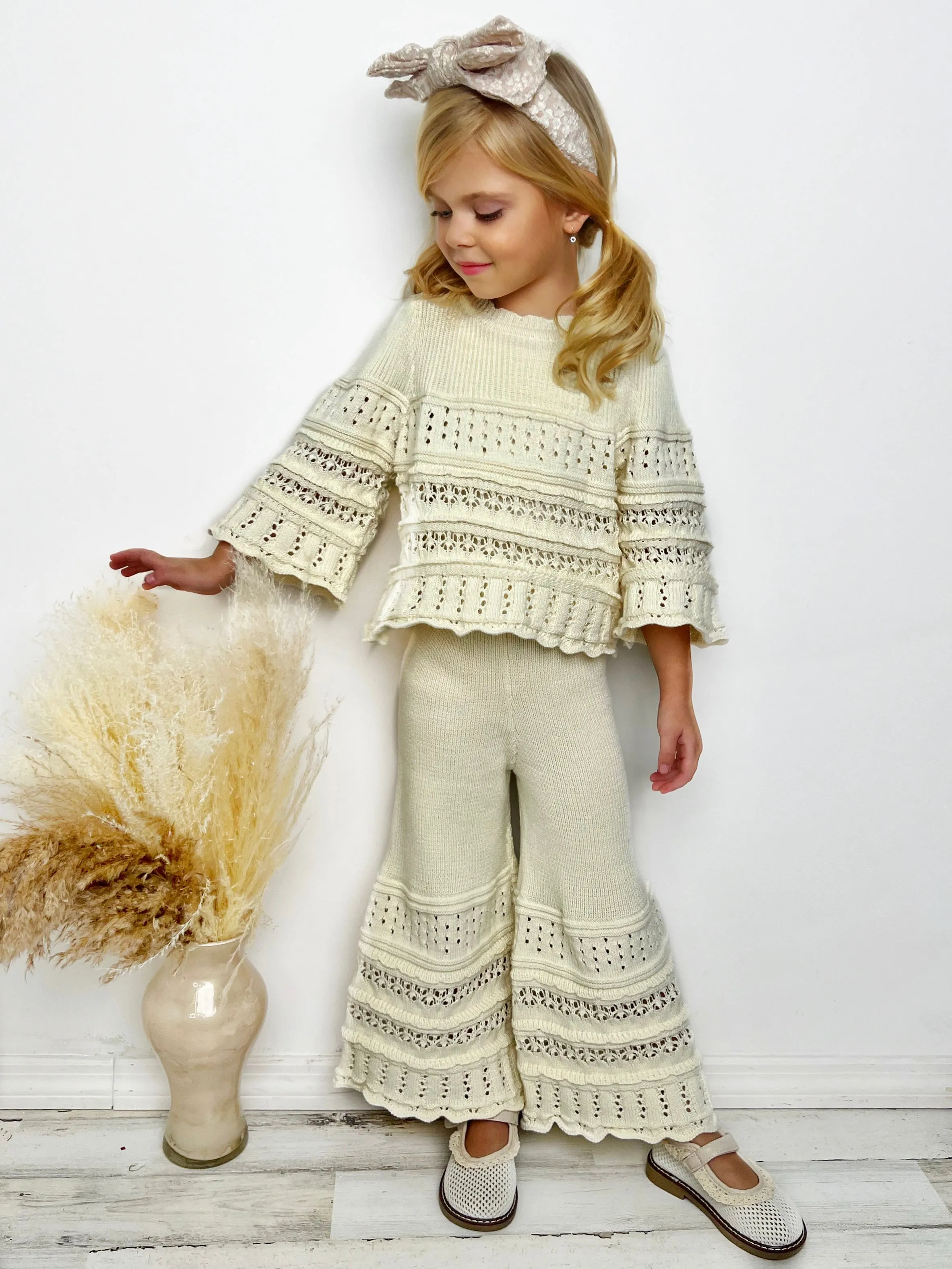 Boho Girl Chic Crochet Pants Set