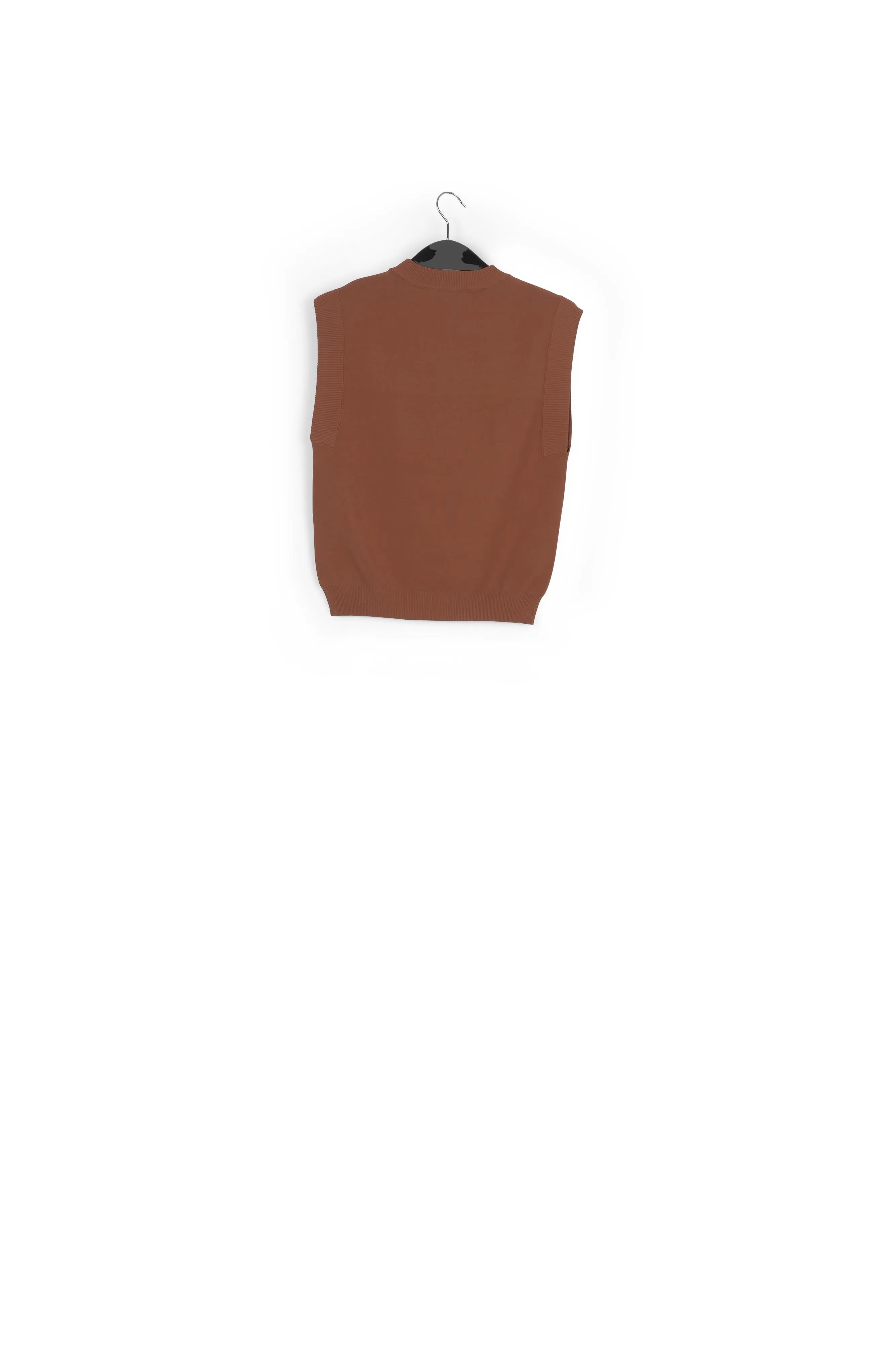 Brown sleeveless knitted top