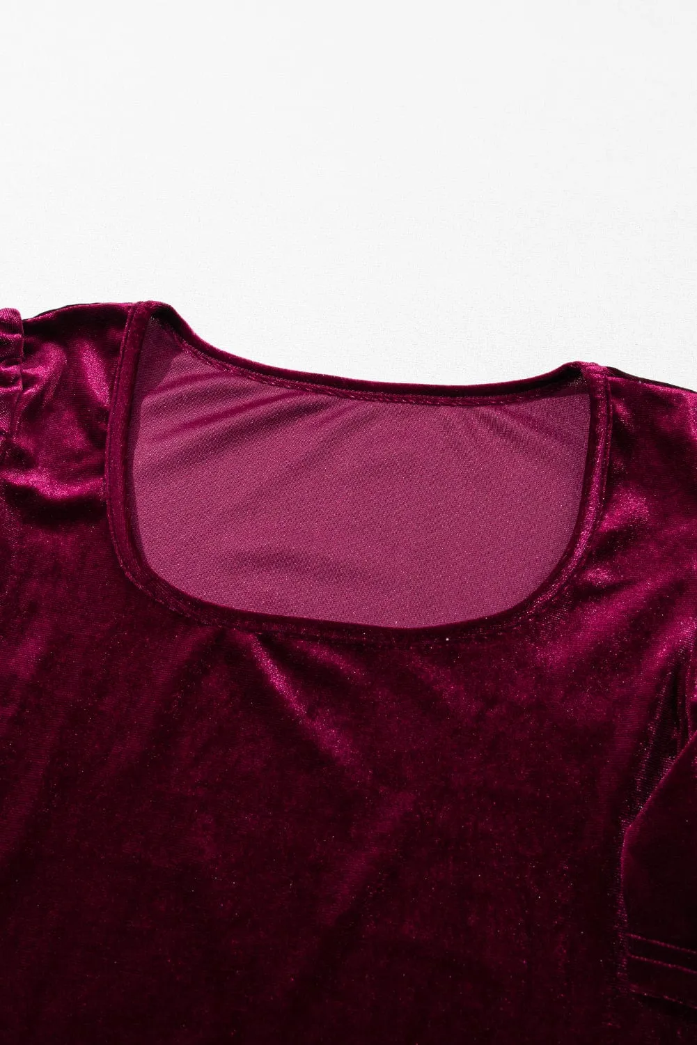 Burgundy Velvet Top with Chic Puff Sleeves