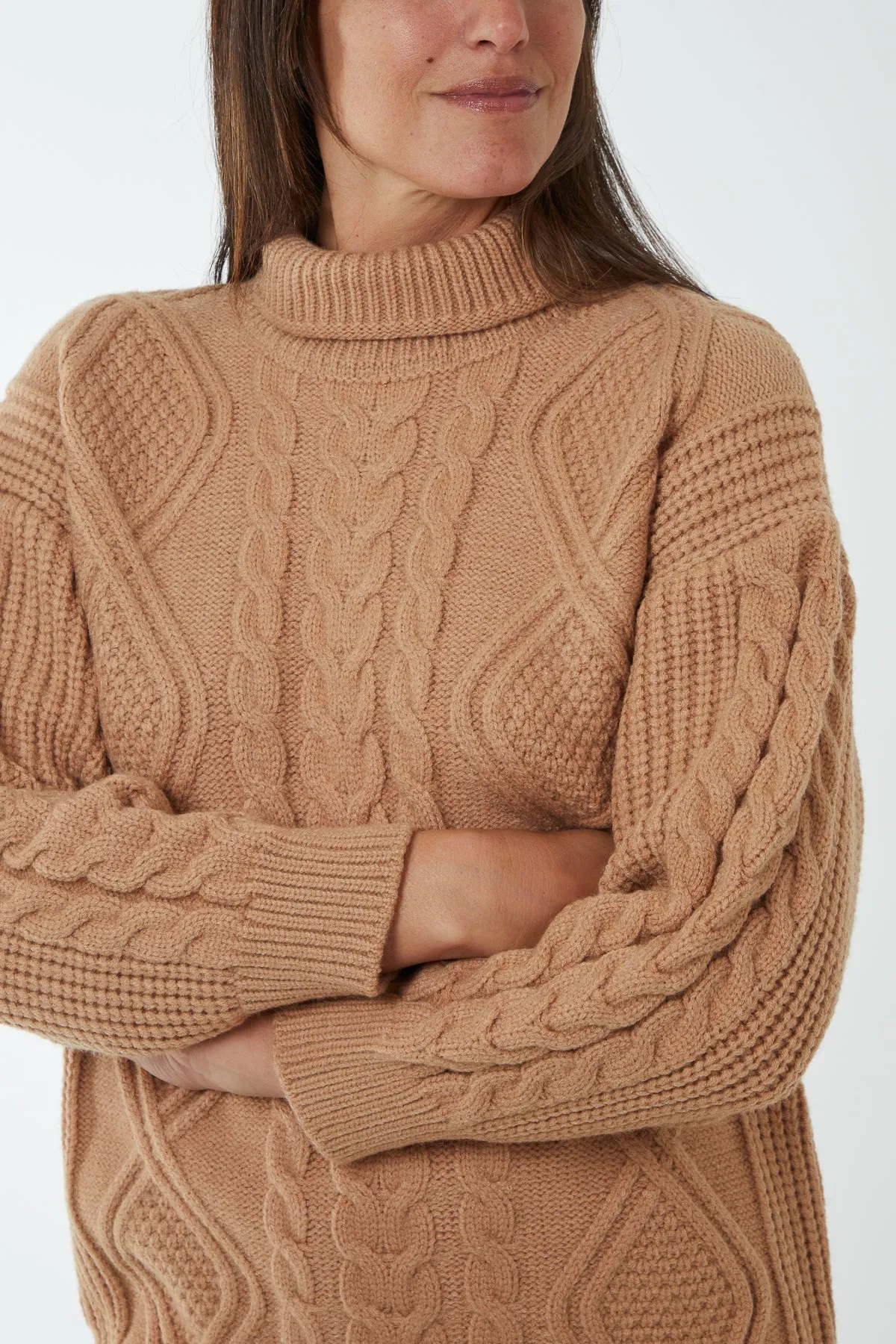 Cable Knit Roll Neck Jumper