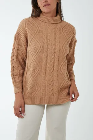 Cable Knit Roll Neck Jumper