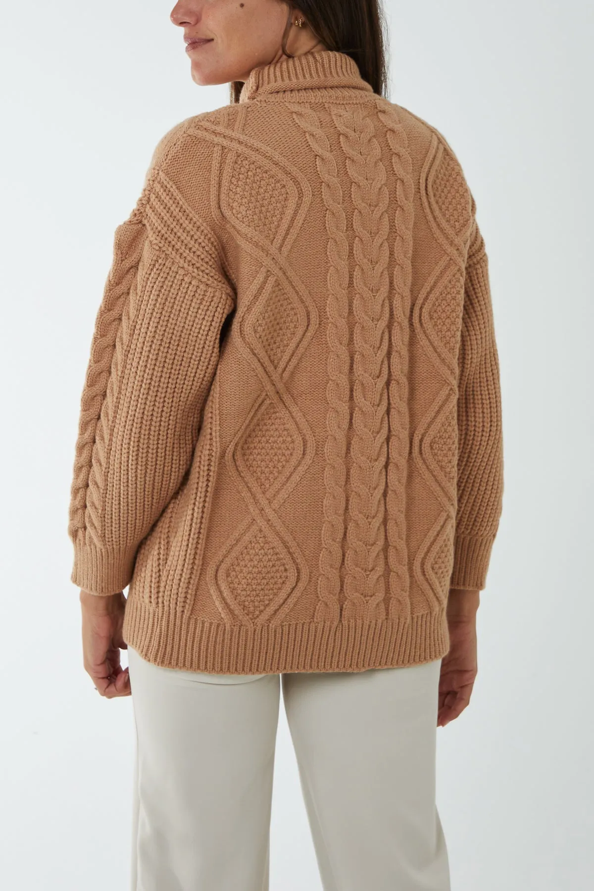 Cable Knit Roll Neck Jumper