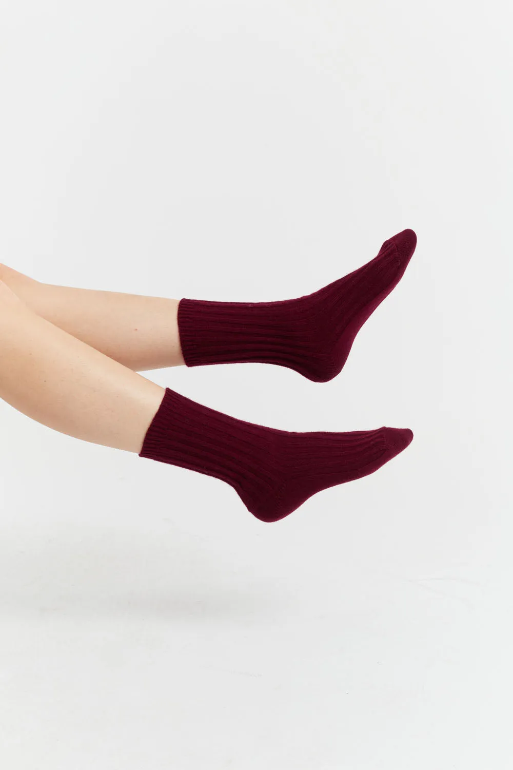 Claret Cashmere Ribbed Socks