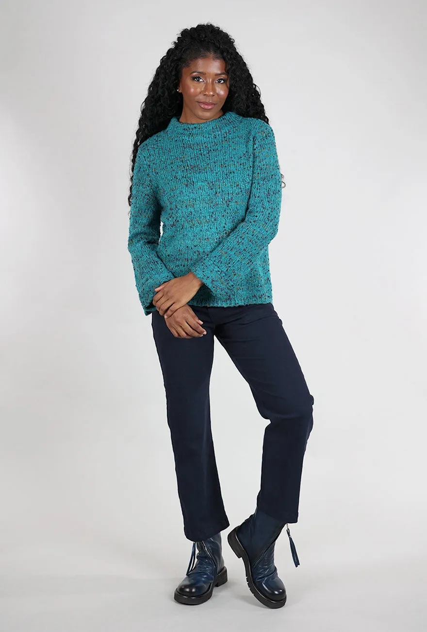 Confetti Yarn Funnel Pullover, Teal