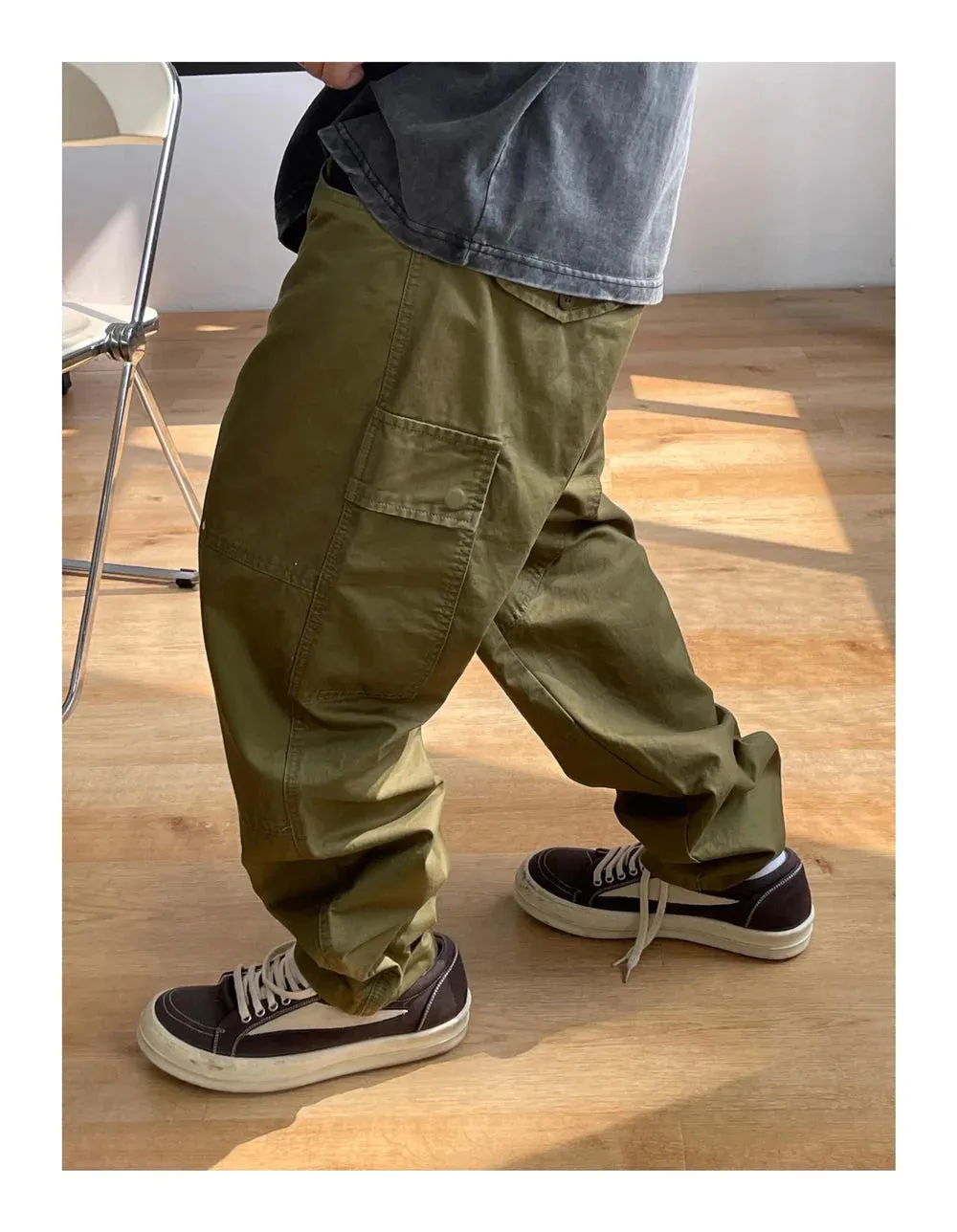 Contrast Waistband Paint Splash Workwear Cargo Pants