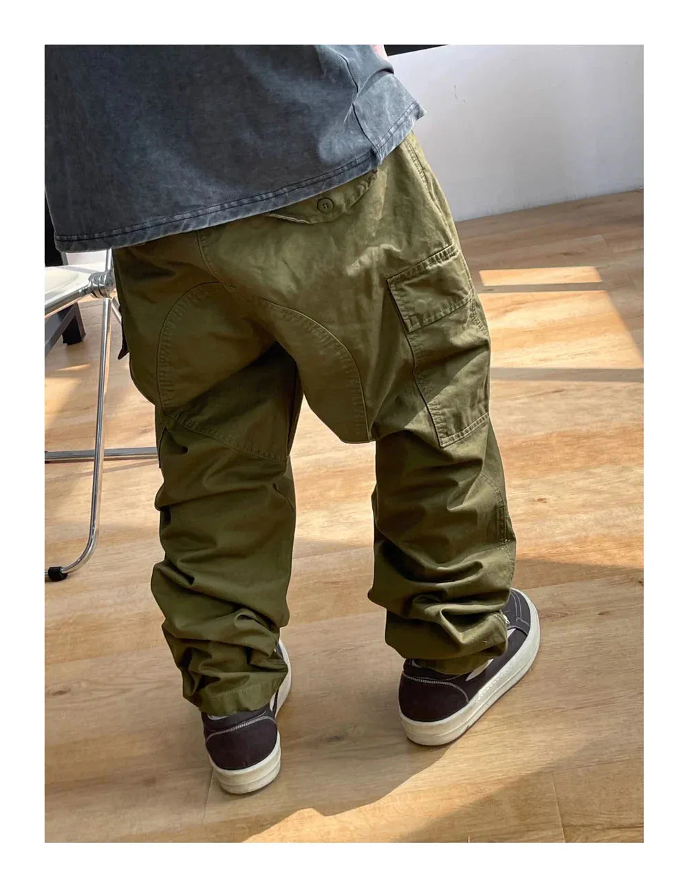 Contrast Waistband Paint Splash Workwear Cargo Pants