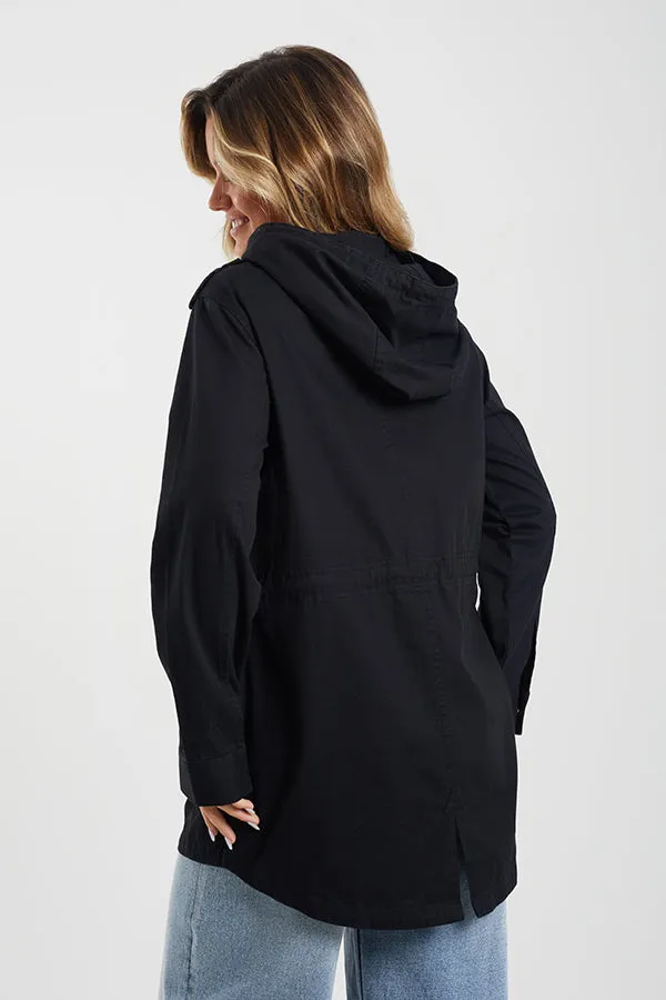 COTTON TWILL PARKA WITH HOOD