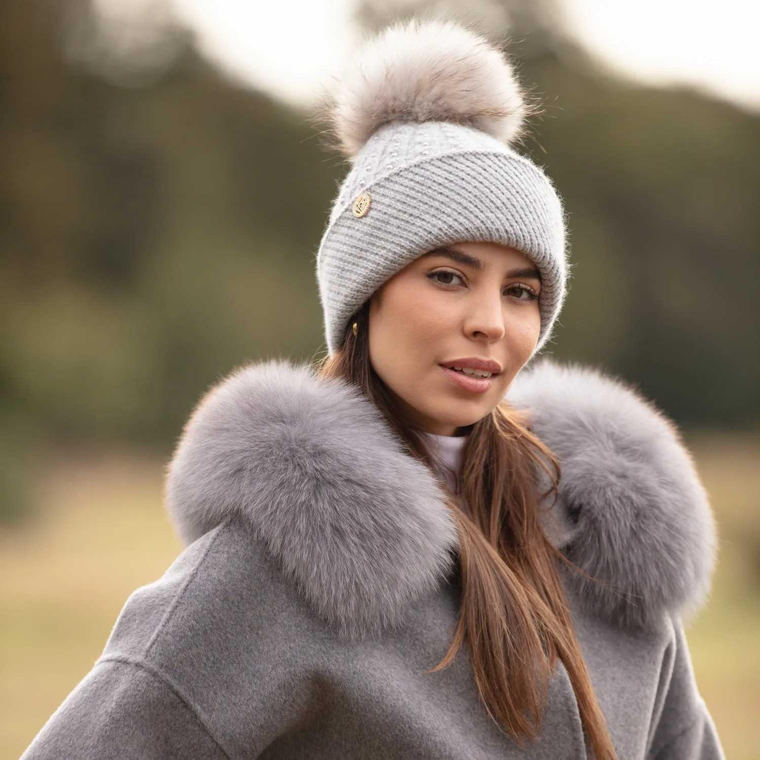 Cressida Pom Pom Hat - Grey