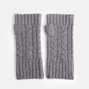 Dark Grey Cashmere Cable Knit Wrist Warmers