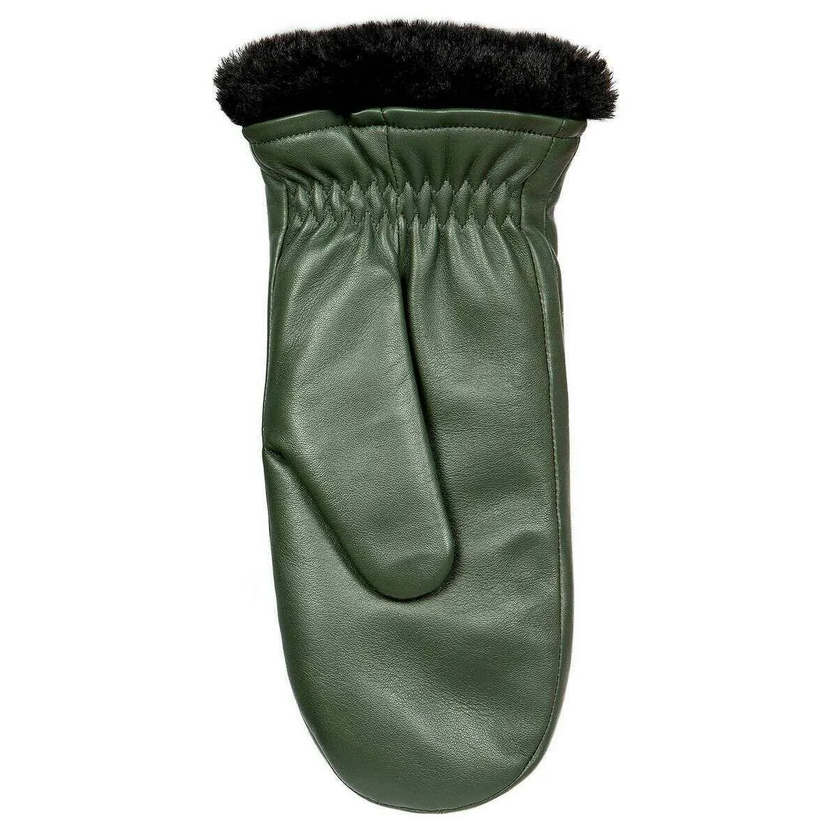 Dents Teresa Three-Point Leather Mittens - Sage Green