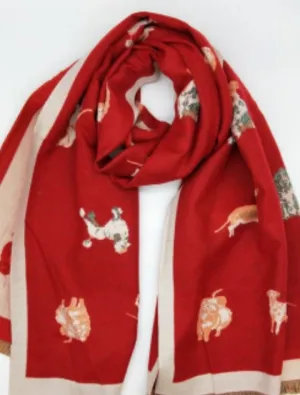 Dogs motif winter scarves