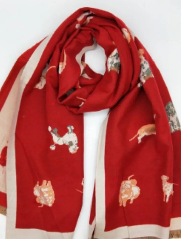 Dogs motif winter scarves