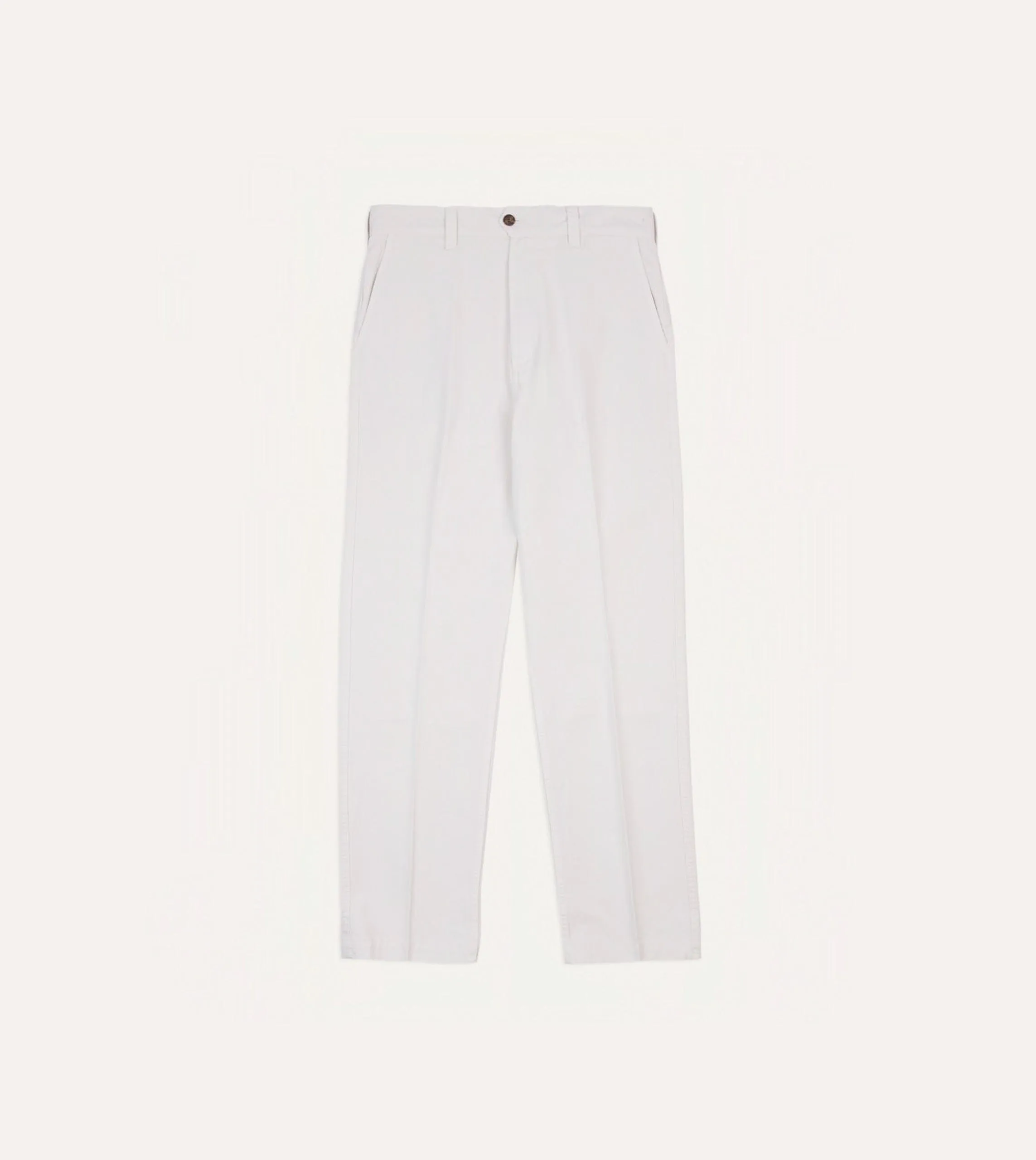 Ecru Cotton Flat Front Chino