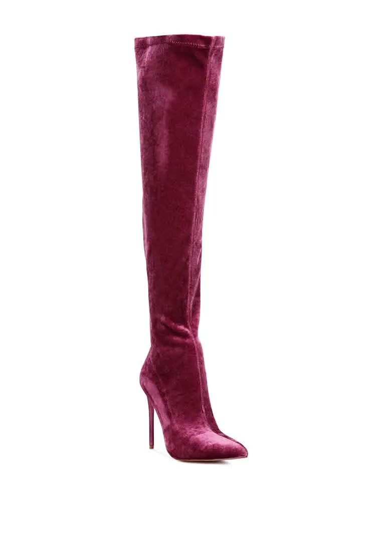 Elegant Velvet Over-the-Knee Stiletto Boots