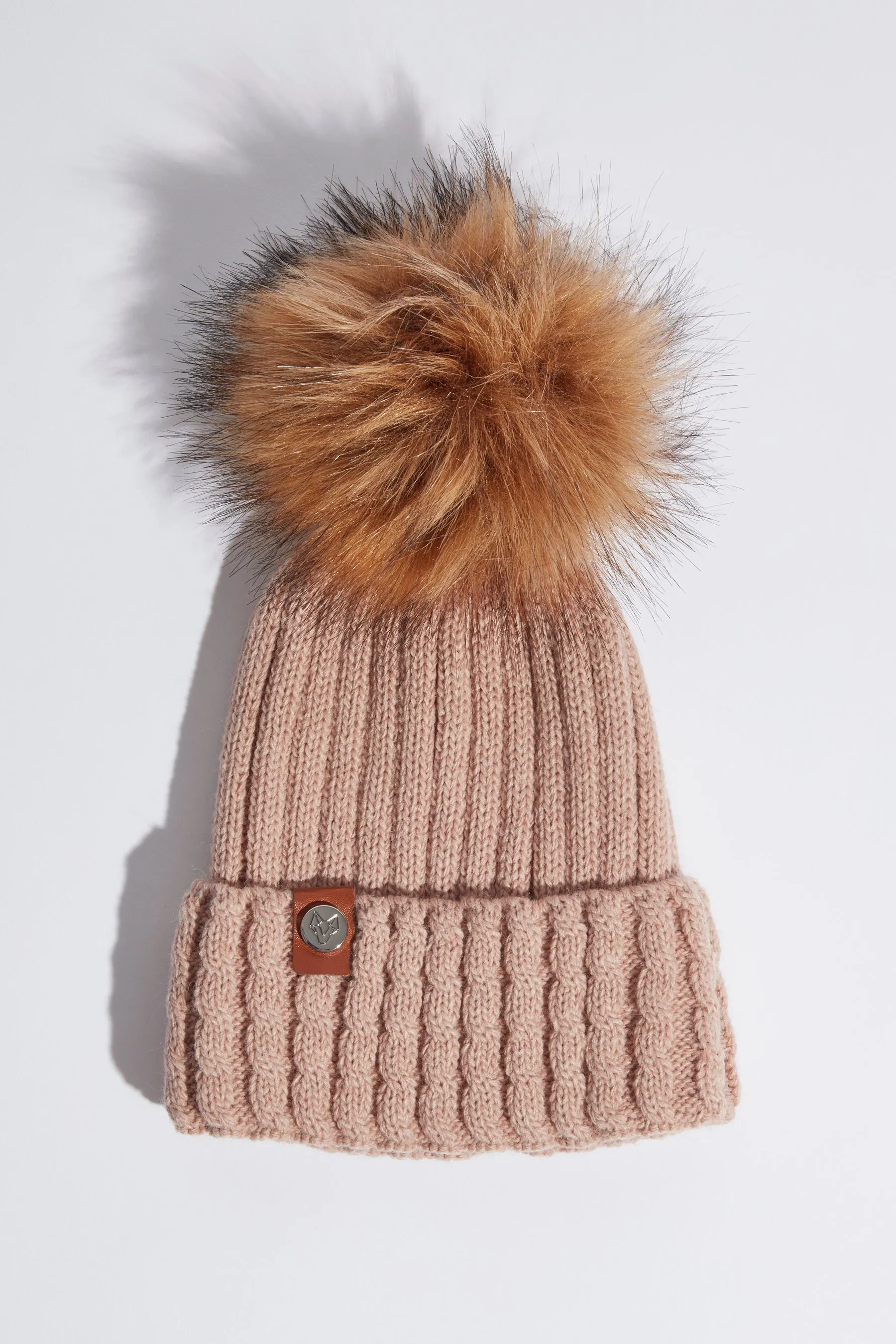 Faux Boston Pom Pom Hat - Blush