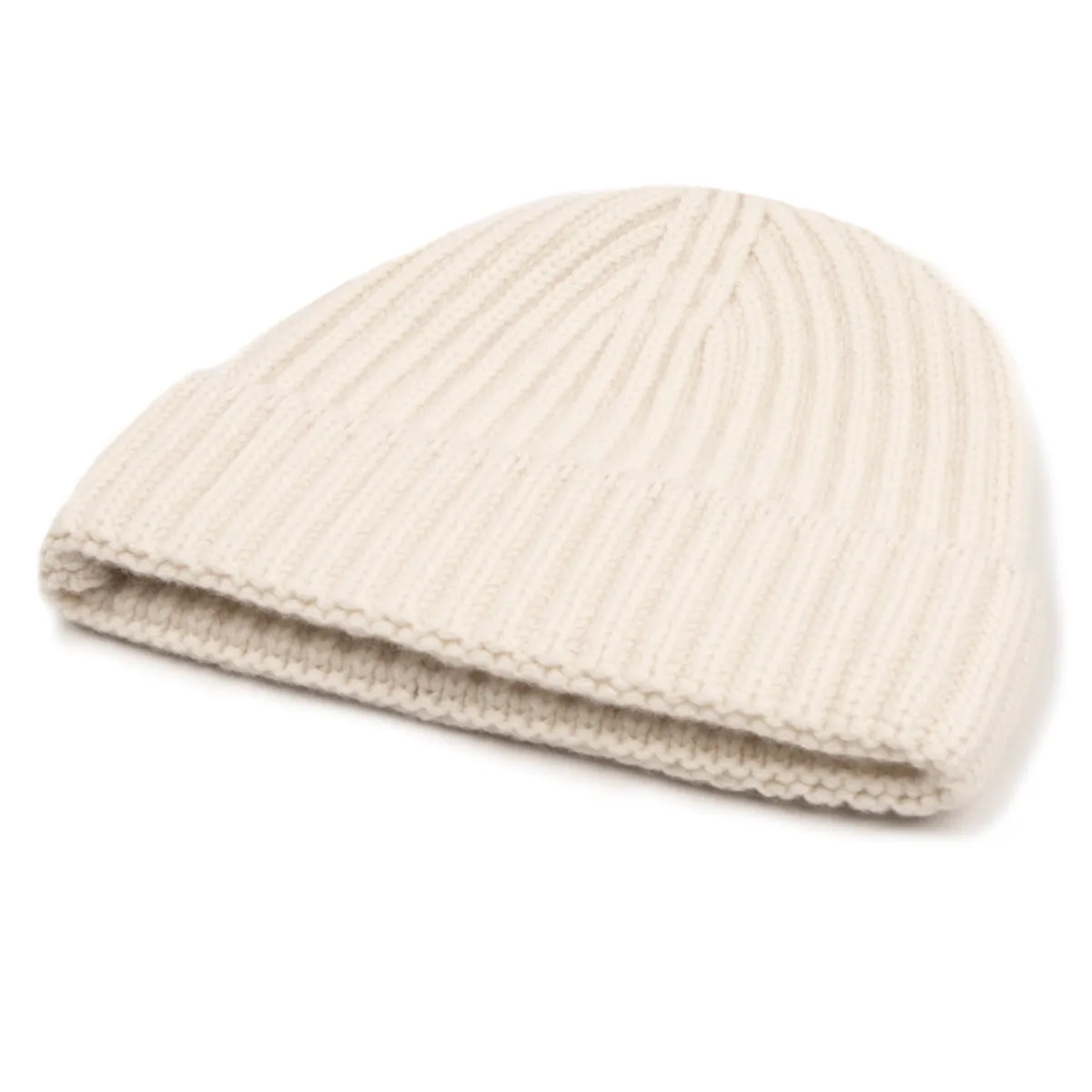 Fisherman Knit 8ply Cashmere Hat - White Undyed