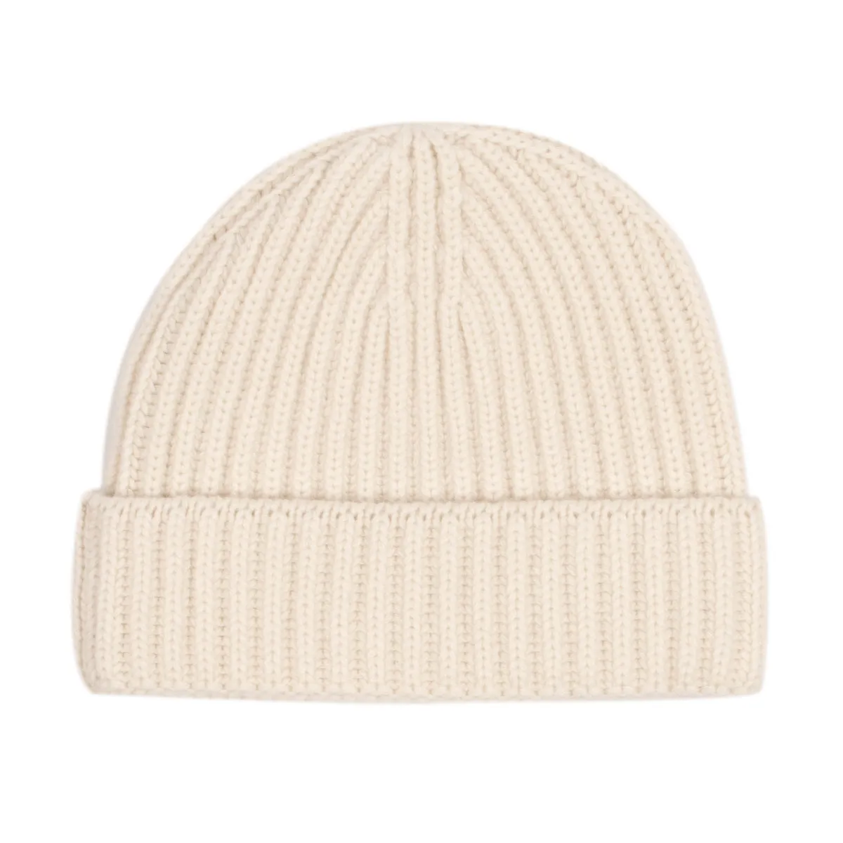 Fisherman Knit 8ply Cashmere Hat - White Undyed