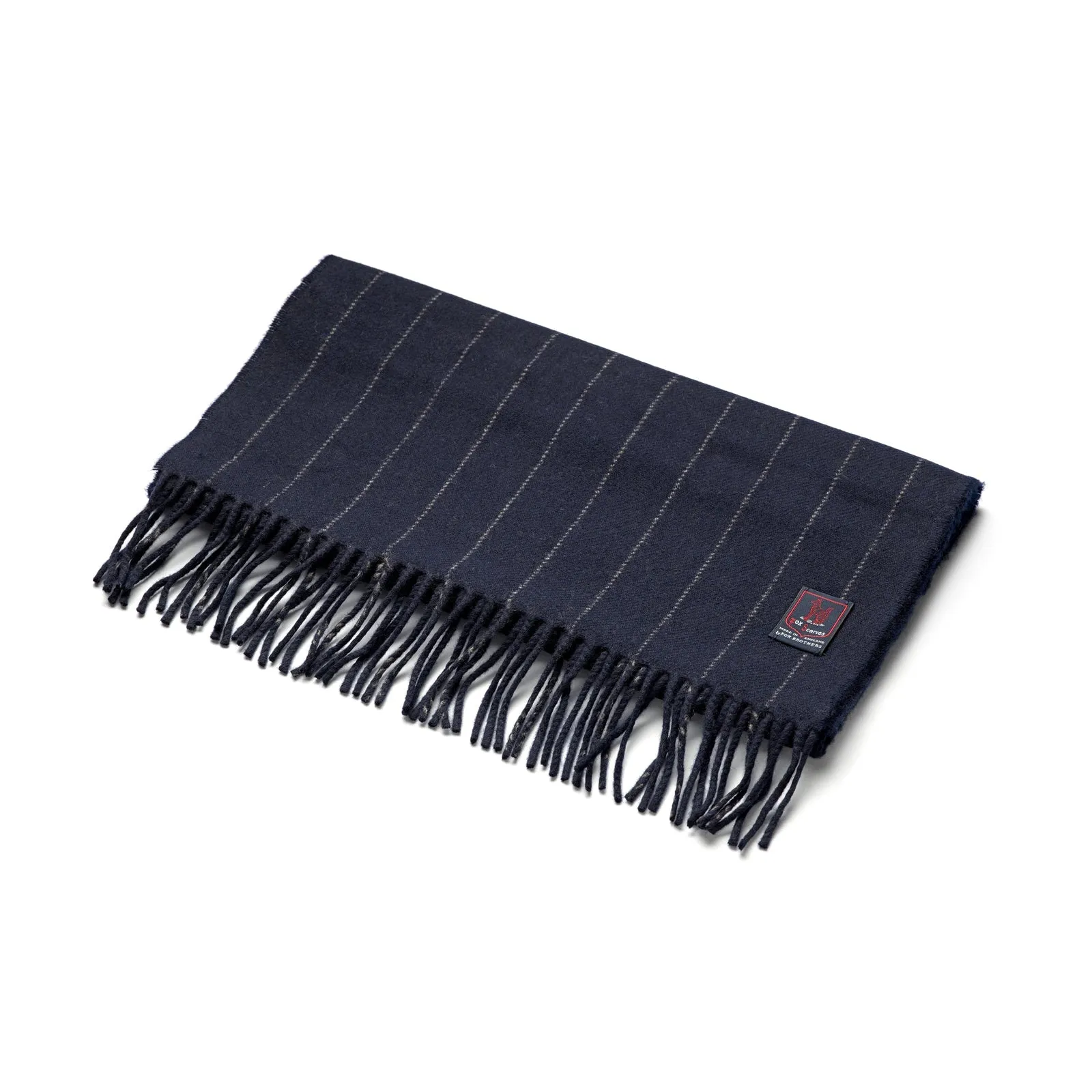 Fox Brothers Merino/Cashmere Navy Chalkstripe Scarf