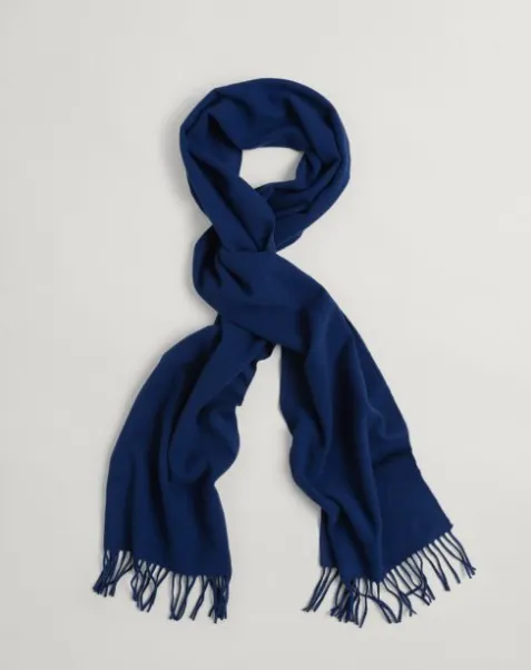 GANT - Solid Wool Scarf, College Blue