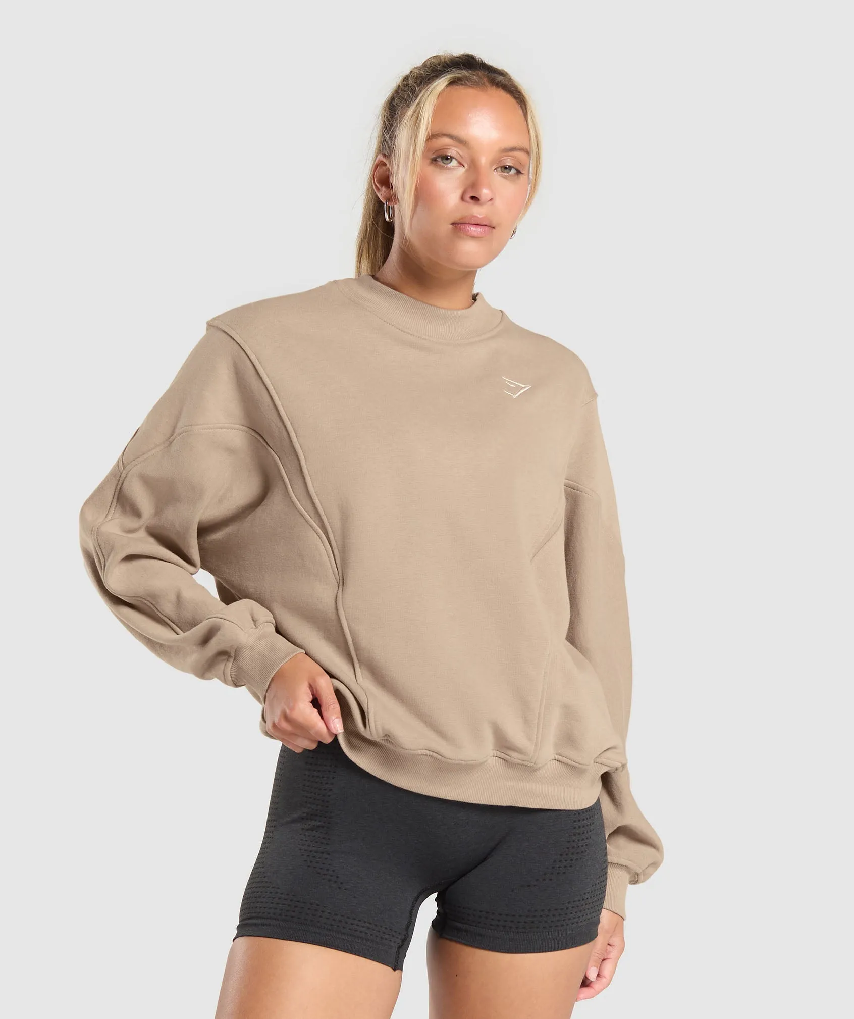 Gymshark Rest Day Cotton Contour Pullover - Cement Brown