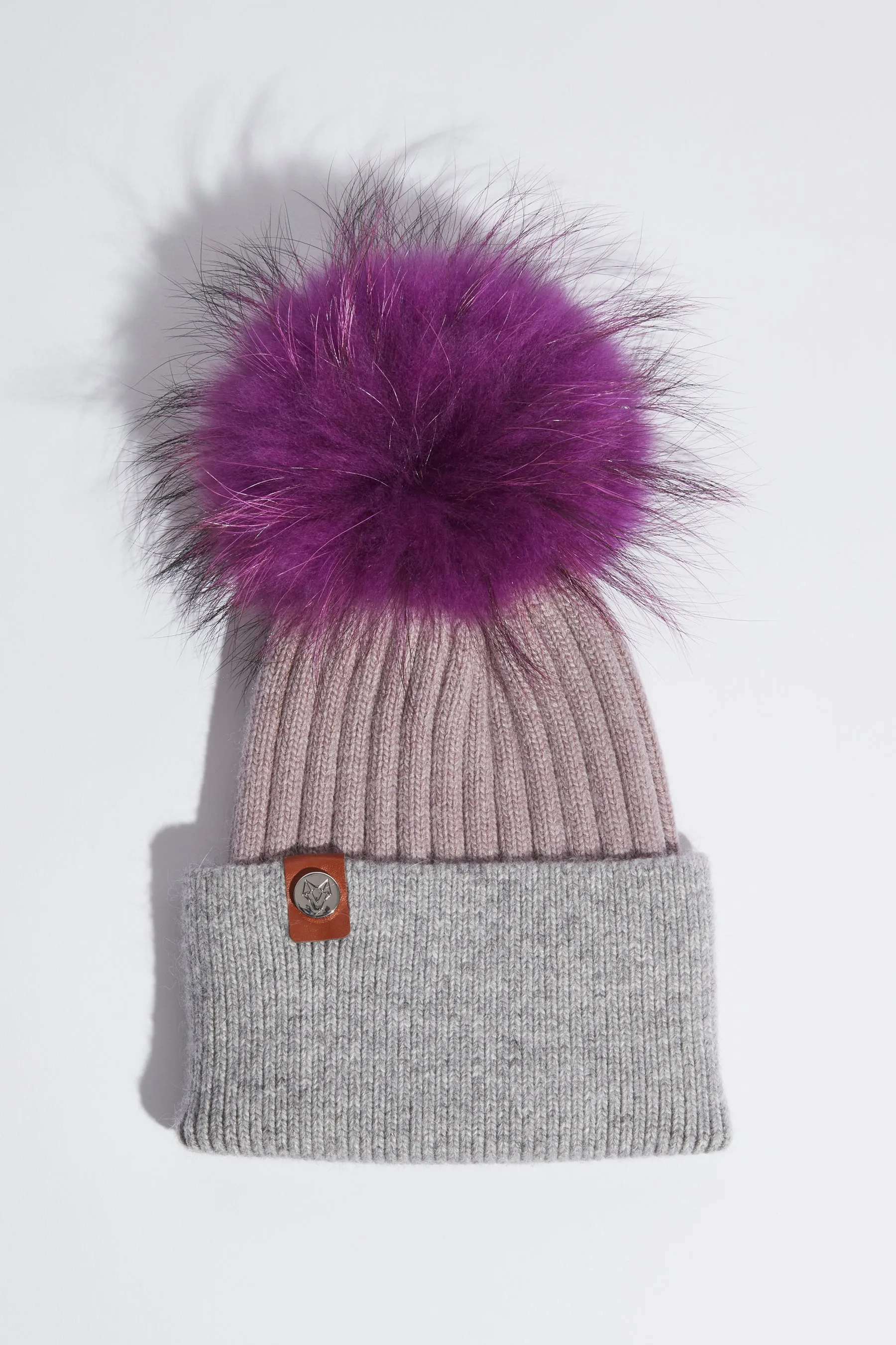 Harley Pom Pom Hat - Mauve /Grey