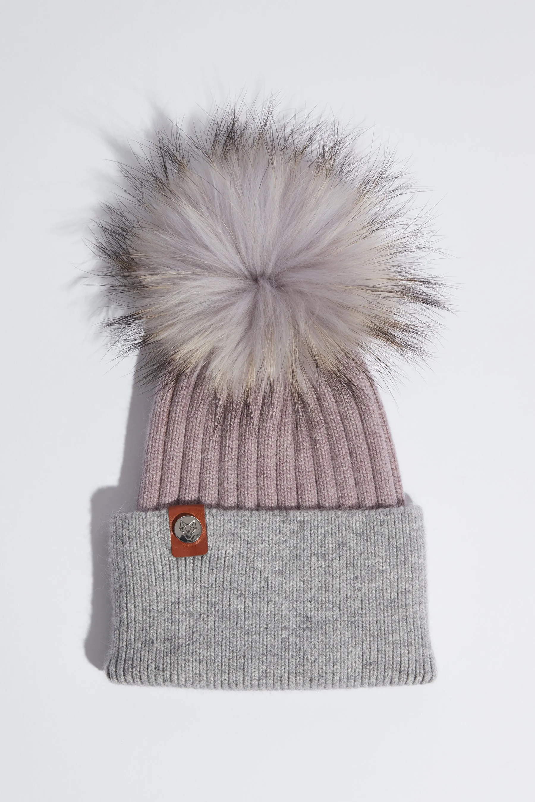 Harley Pom Pom Hat - Mauve /Grey