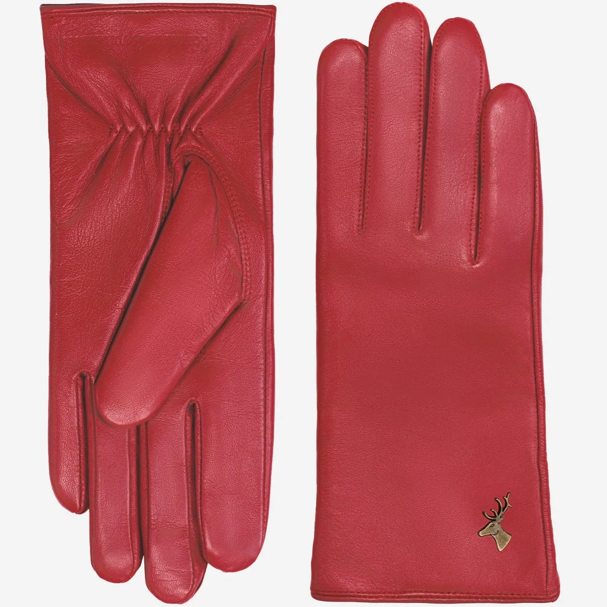 Ivy (red) – sheepskin leather gloves with wool/cashmere lining & touchscreen feature