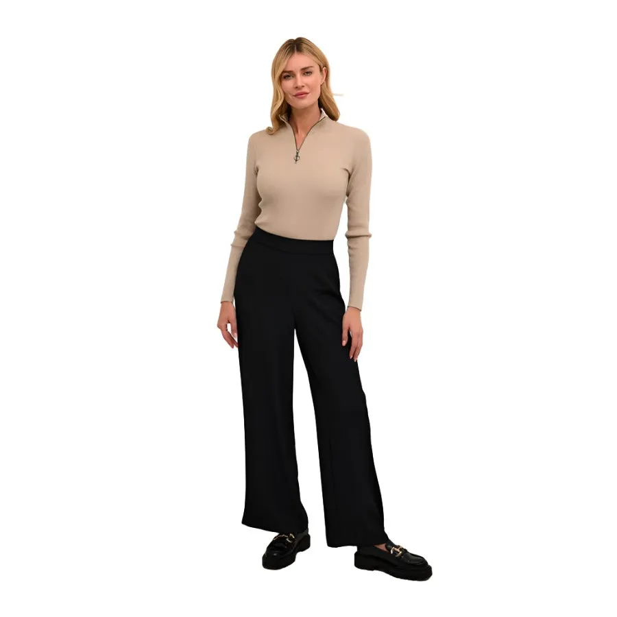 Kaffe Womens Signa HW Wide Pants Black Deep