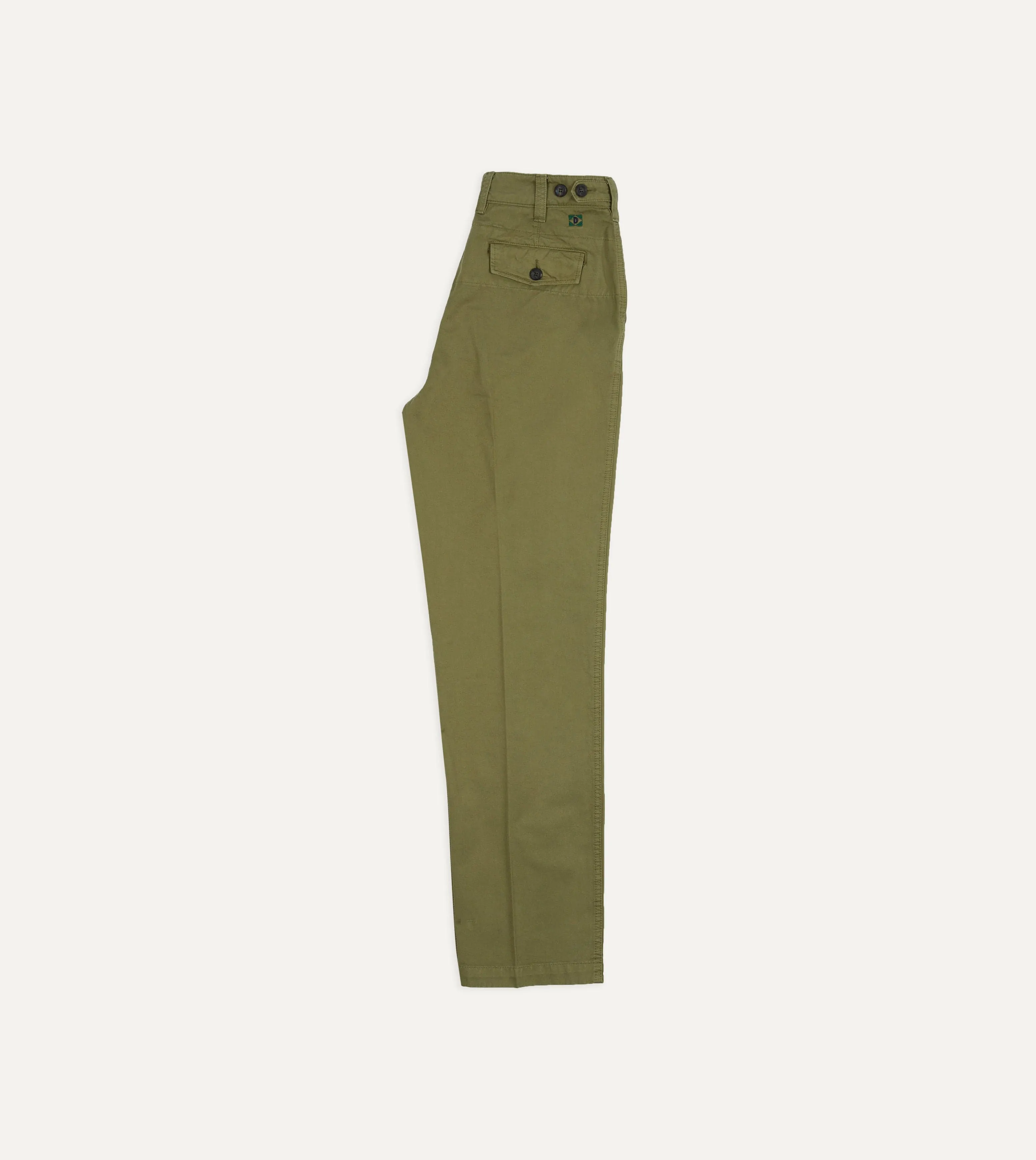 Khaki Cotton Flat Front Chino