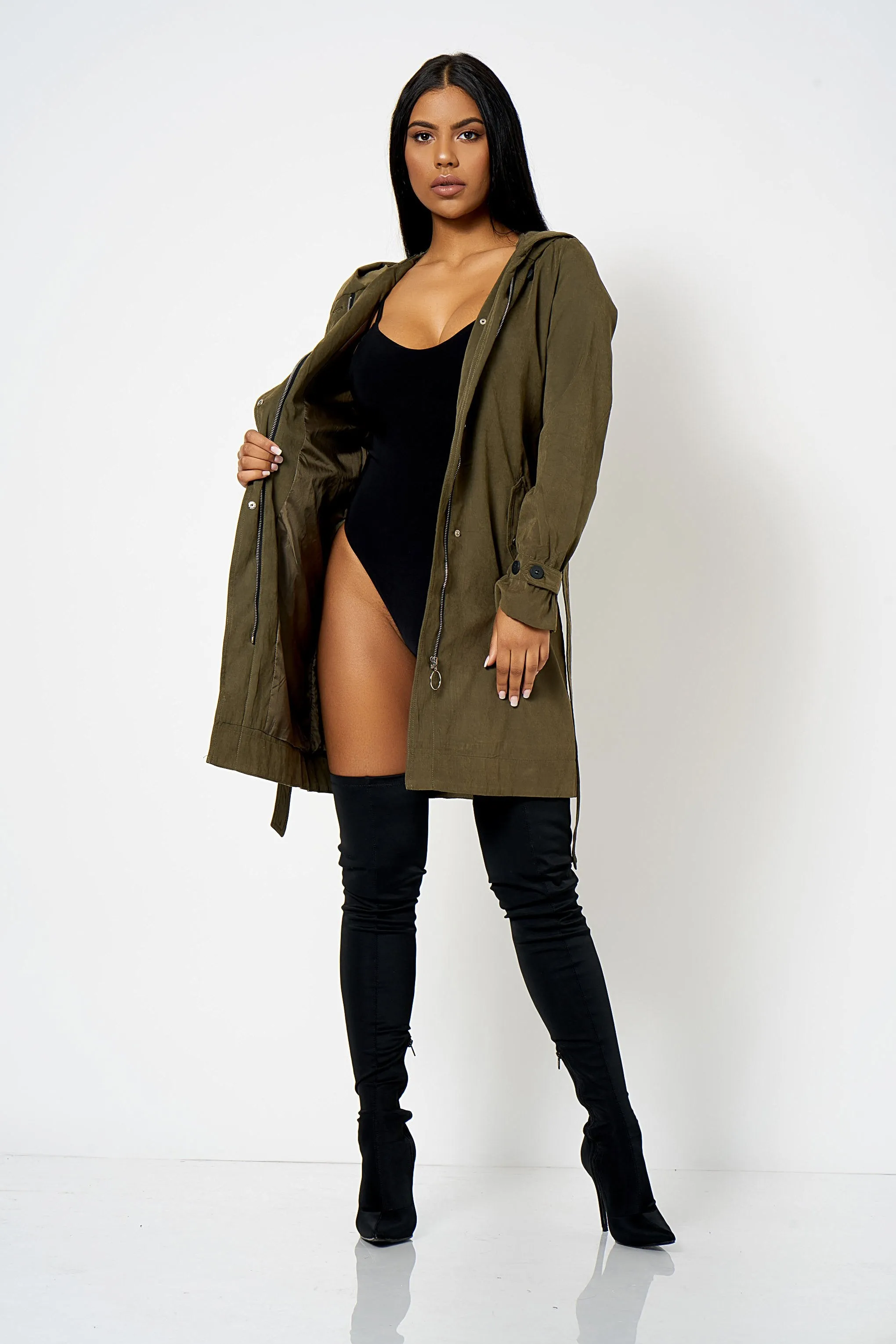 Khaki Hooded Parker Jacket