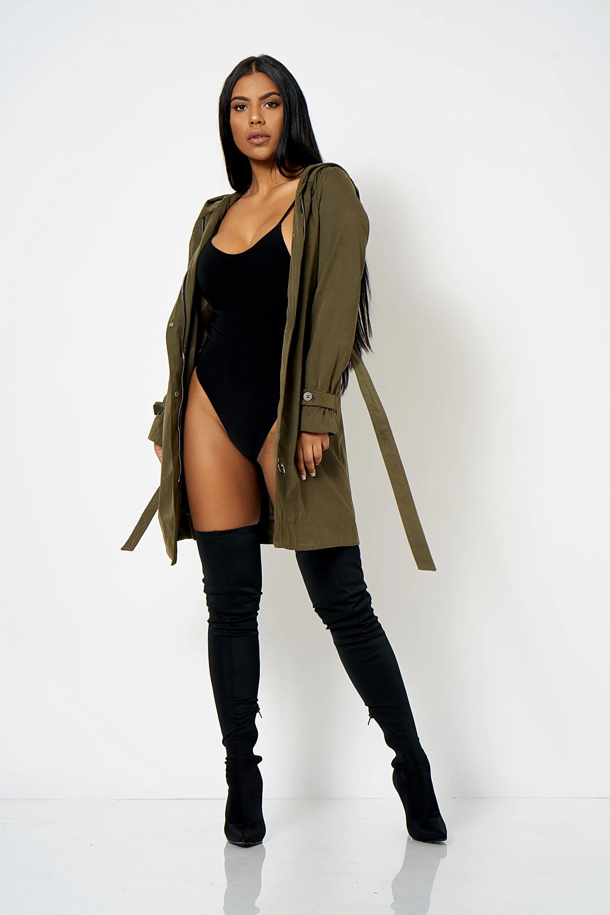 Khaki Hooded Parker Jacket