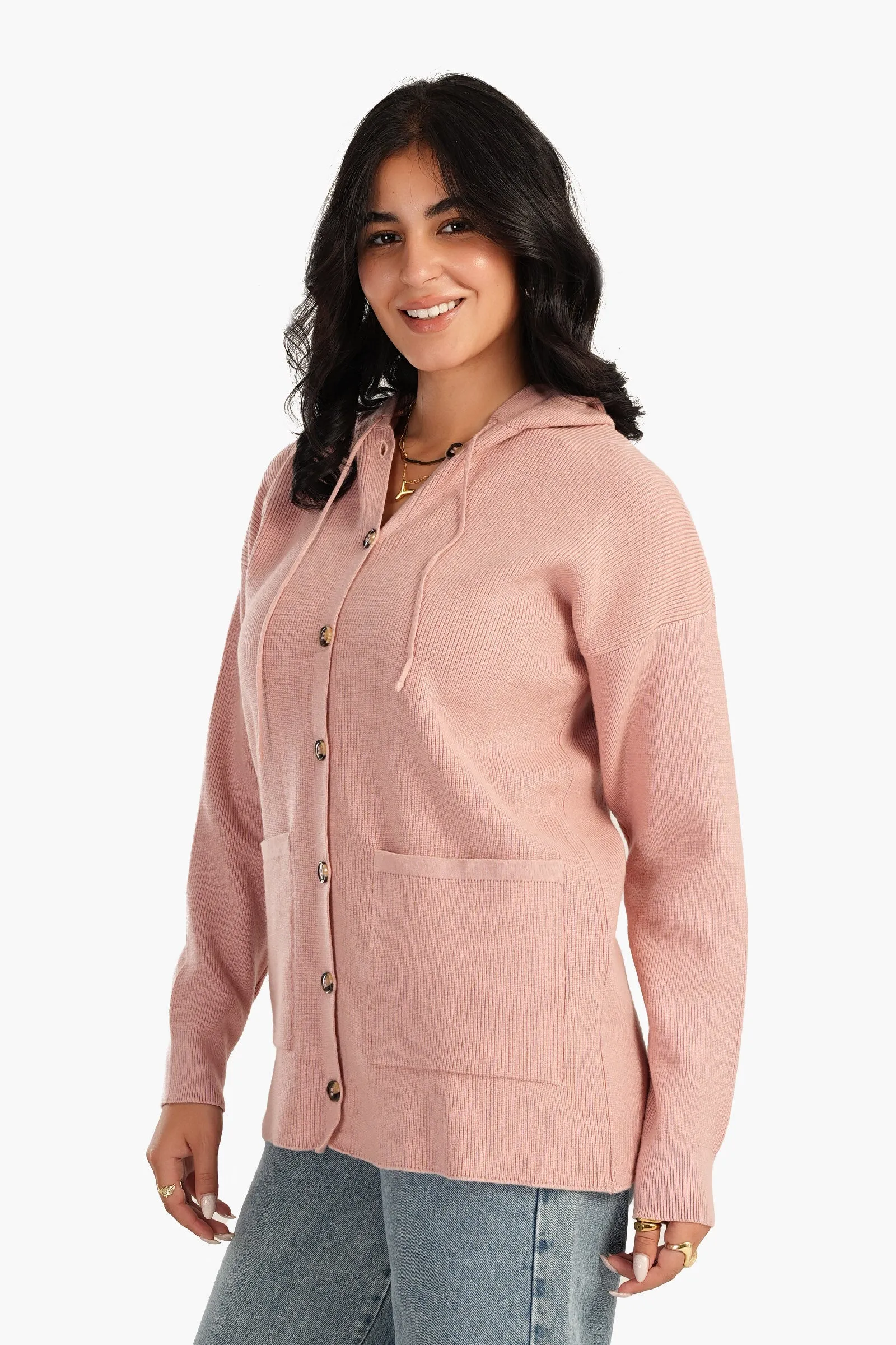 Knitted Hooded Cardigan