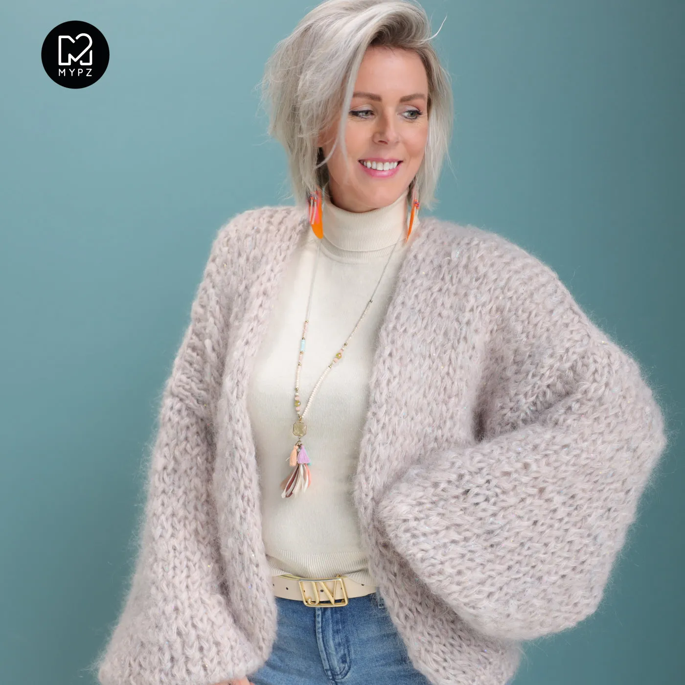 Knitting Kit – MYPZ Short Chunky Mohair Cardigan Sparkling Sand No.15 (ENG-NL-DE)