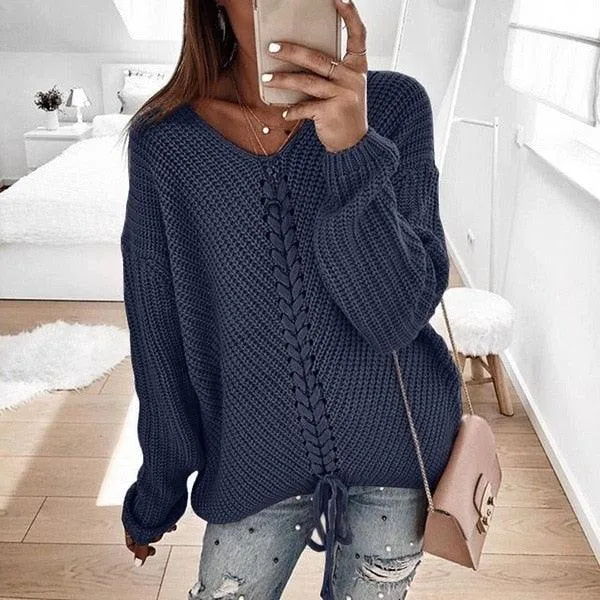 LACE-UP LOVE SWEATER