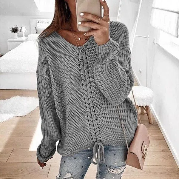 LACE-UP LOVE SWEATER