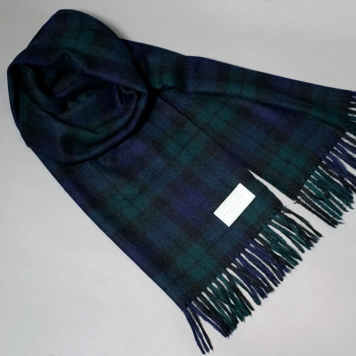 Lambswool Shawl in Black Watch Tartan