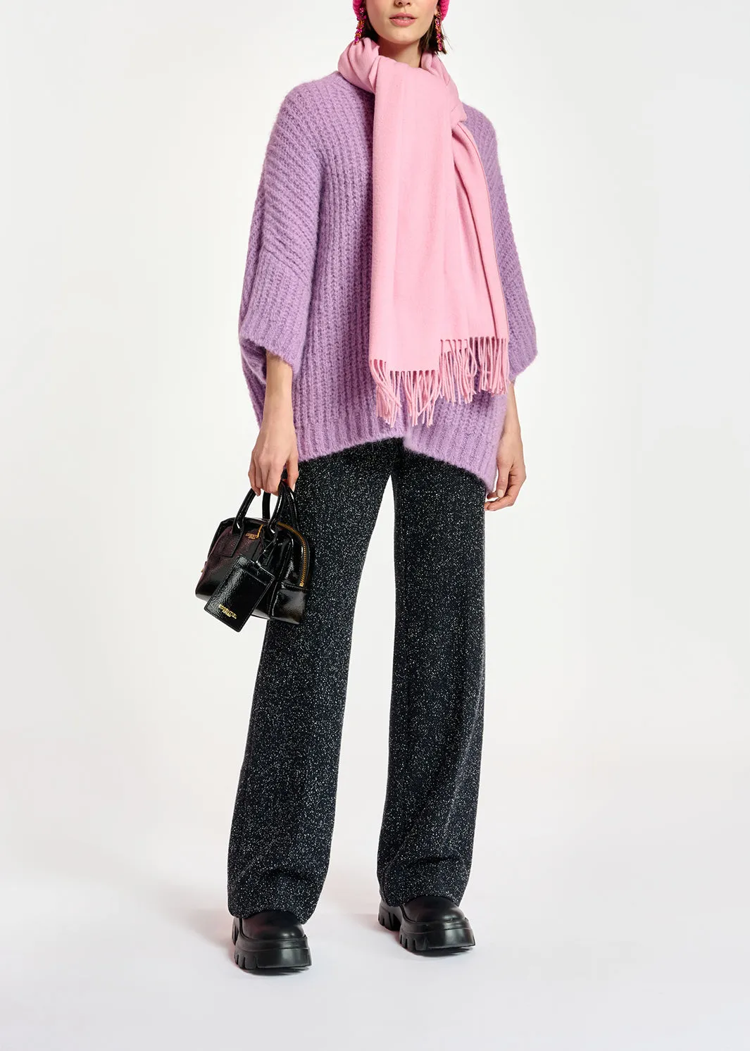 Mauve boxy cut knit sweater