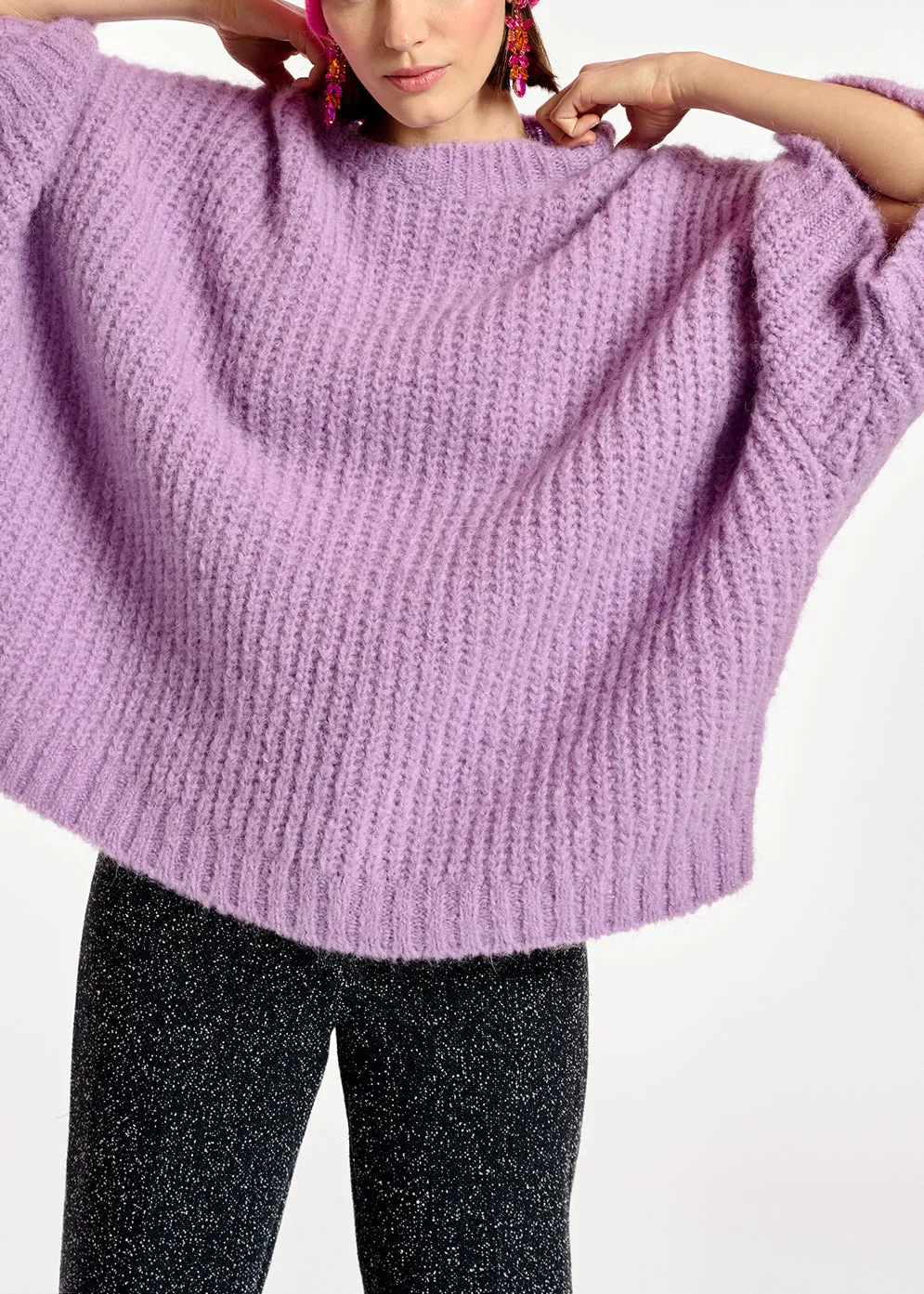 Mauve boxy cut knit sweater