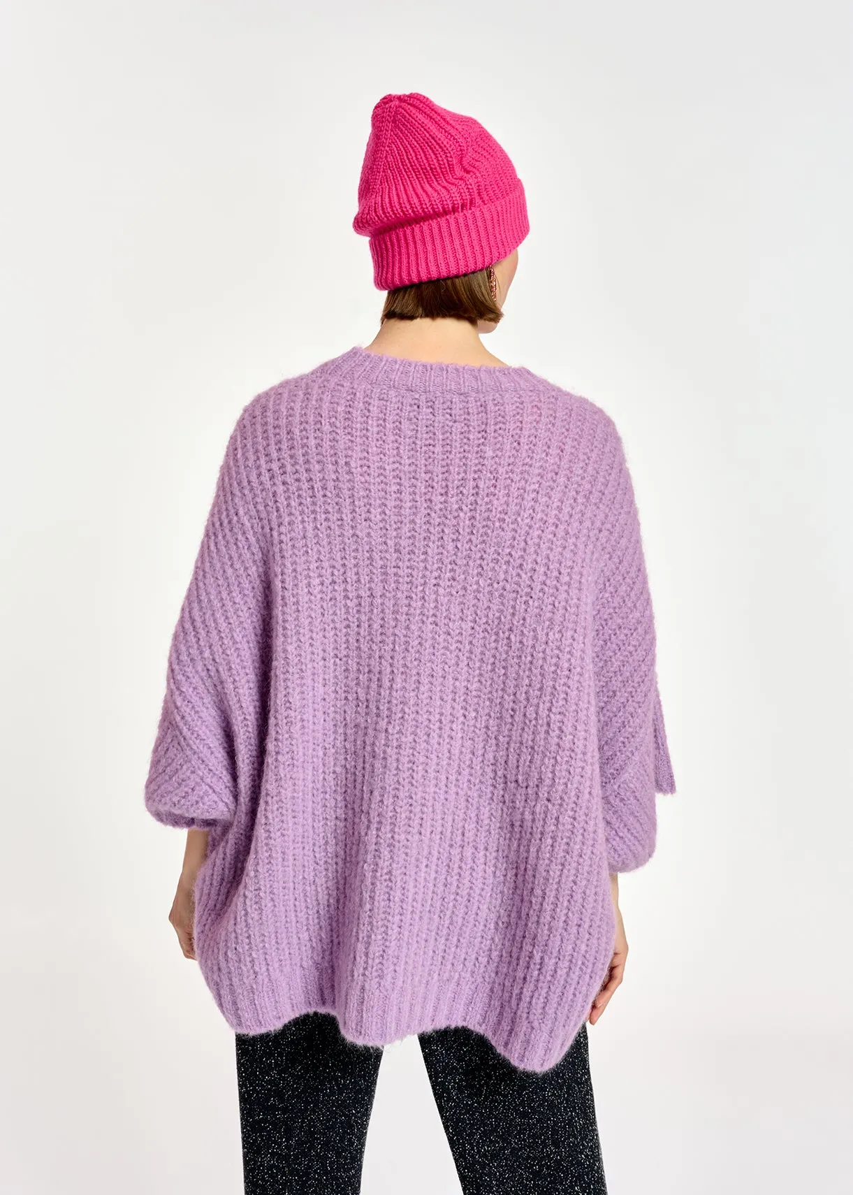 Mauve boxy cut knit sweater