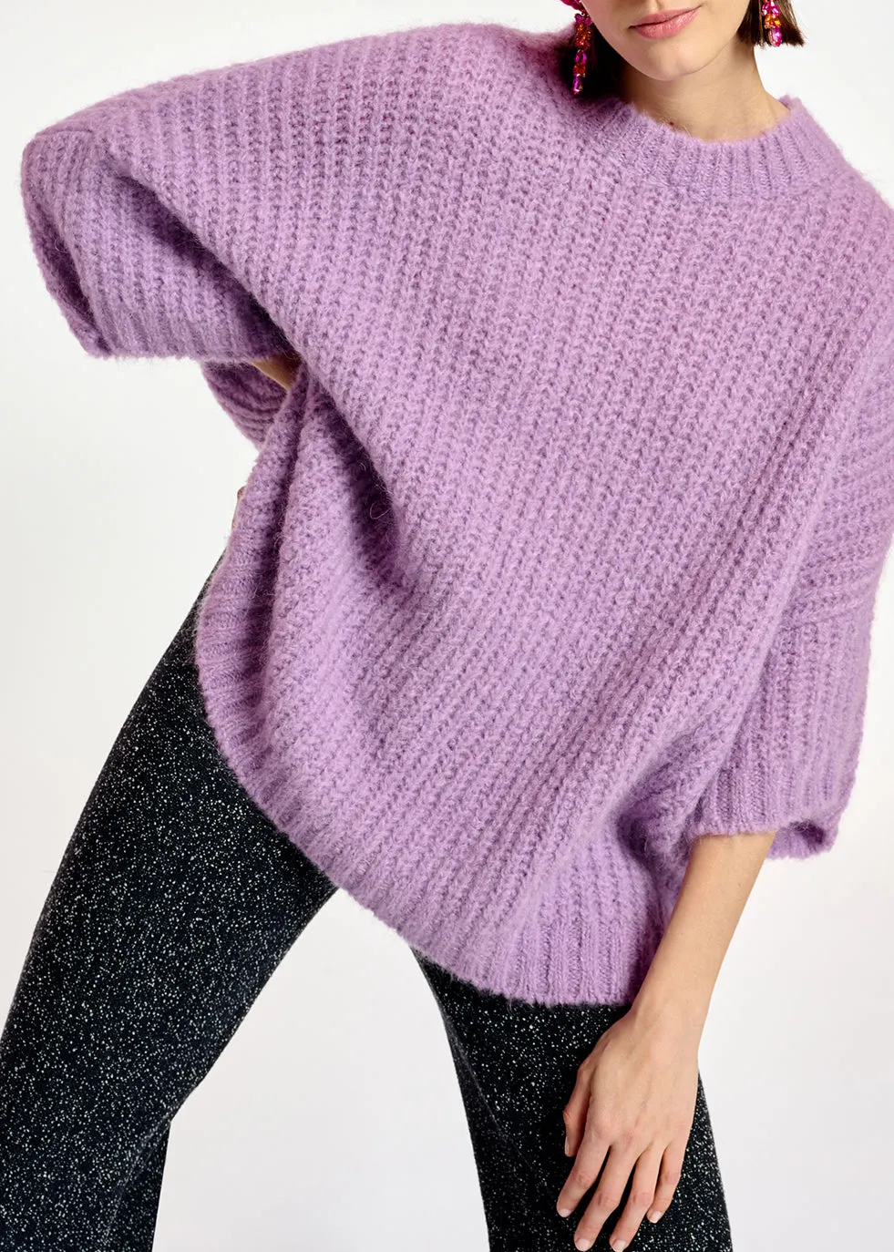 Mauve boxy cut knit sweater