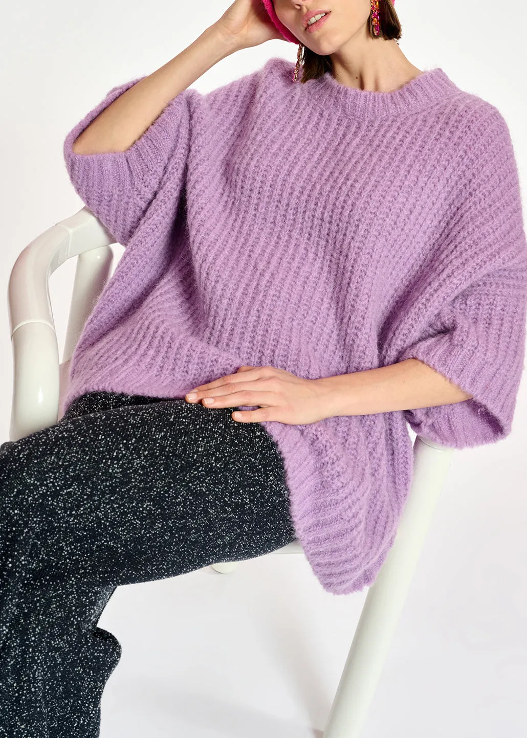 Mauve boxy cut knit sweater