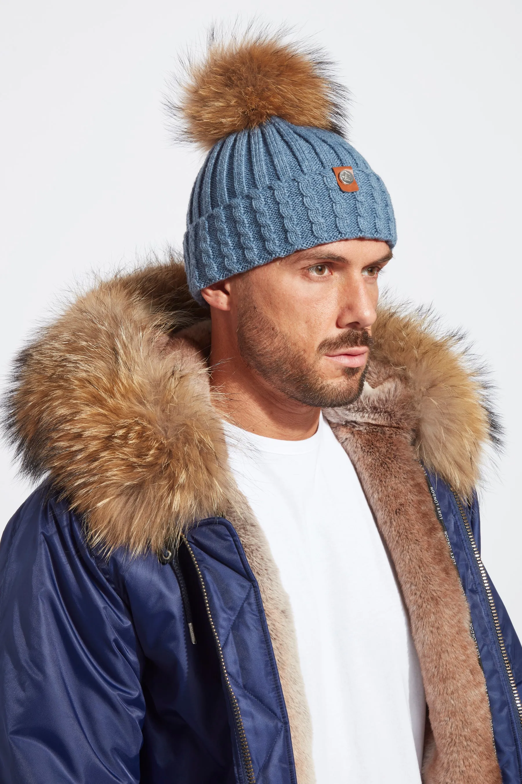 Mens Boston Pom Pom Hat - Denim